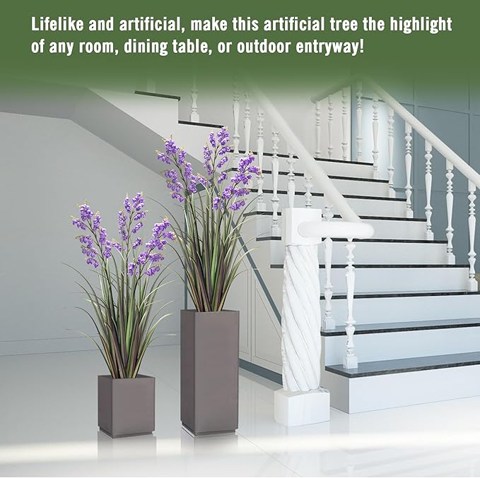 Green Onions Home Decor Fake Plants Lily of The Valley Snake Plant Home DéCor Accents Artificial Grass Room Decor Artificial Plants Indoor Artificial Grass 36“ 1 Pack（Purple）