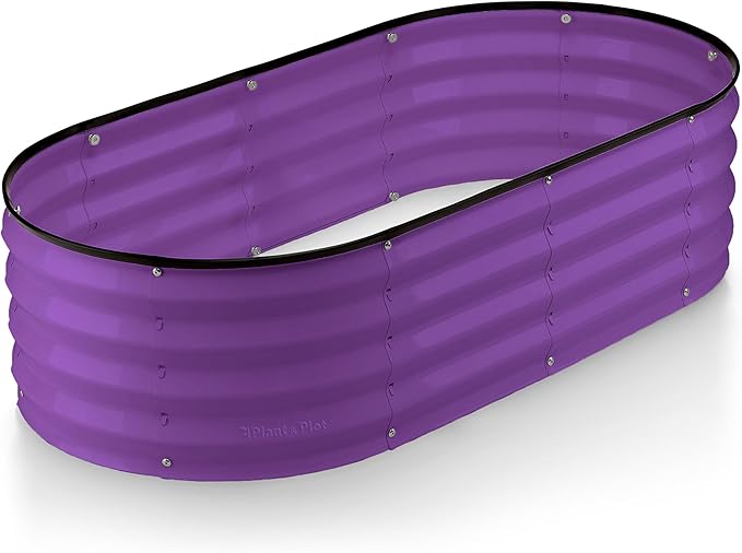 Galvanized Raised Garden Beds Outdoor // 4×2×1 ft Planter Raised Beds for Gardening, Vegetables, Flowers // Large Metal Garden Box (Purple) // Patented Tool-Free Design