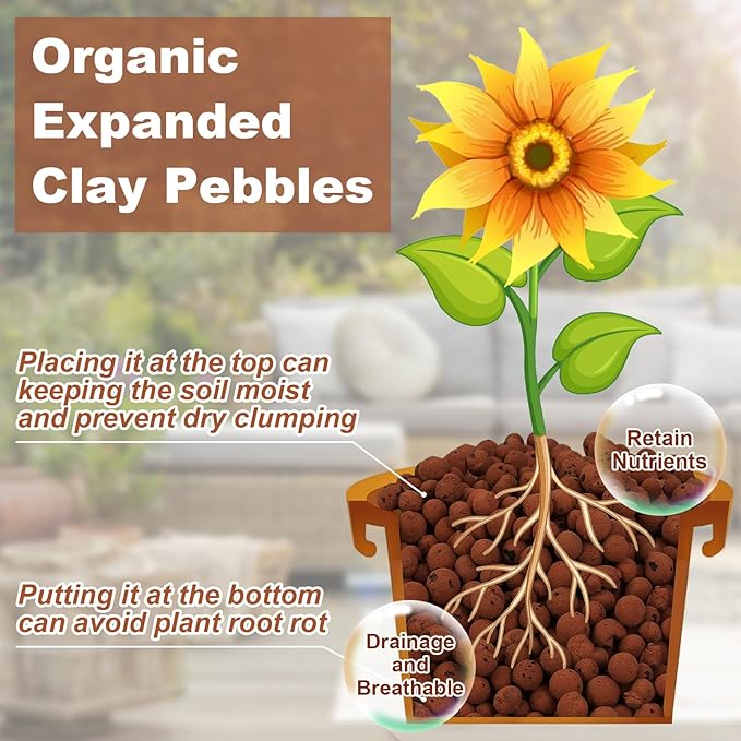 Riare 4 LBS Organic Expanded Clay Pebbles for Plants- 4mm-16mm Natural Leca Balls Lightweight Hydroponic Clay Pebbles Aggregate for Indoor Plants, Hydroponic Growing, Plants Drainage, Aquaponics