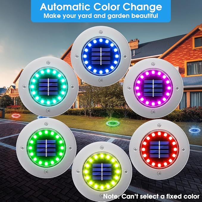 NFESOLAR Solar Lights Outdoor with 16 LEDs, 8 Pack Bright Multi-Color Solar Ground Lights Outdoor Waterproof Christmas Lights for Pathway Garden Yard Lawn Walkway Halloween Christmas Decorations