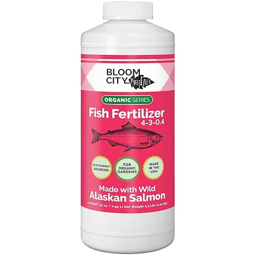 Bloom City Organic Wild Fish Fertilizer and Plant Supplement, Great for Roots and Soil, Made from Sustainable Salmon, Quart (32 oz)
