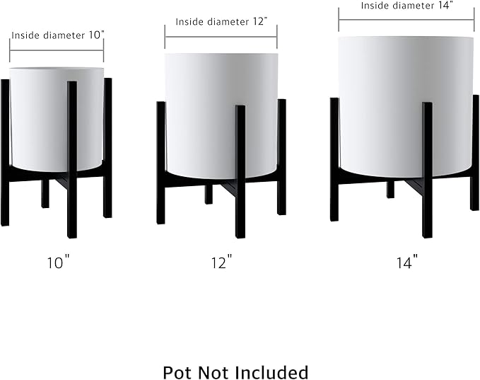 FaithLand Mid Century Plant Stand Indoor Outdoor(Plant Pot Not Included), Hold Up to 14 Inch Planter, Metal Planter Stand, Potted Plant Holder, Black - Fits Snake Plant - Upgraded Design