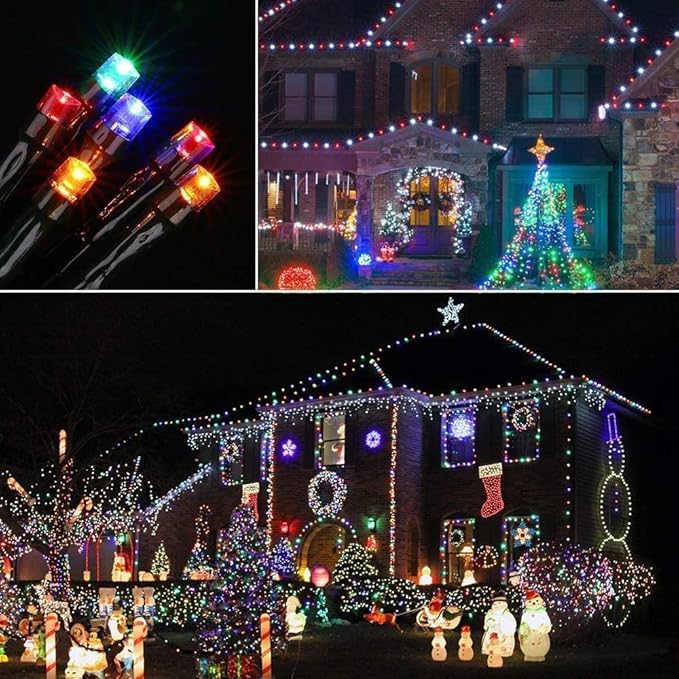 Christmas Lights 66FT 200 LED String Lights with 8 Modes Connectable Waterproof Plug-in Twinkle Fairy Lights for Home, Garden, Party, Holiday, Tree, Christmas Decorations (Multicolor)
