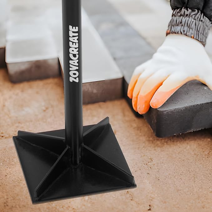 Hand Tamper Tool, Fully Welded Heavy Duty Steel Ground Garden Tamper for Soil Yard Landscaping -8x8Inch