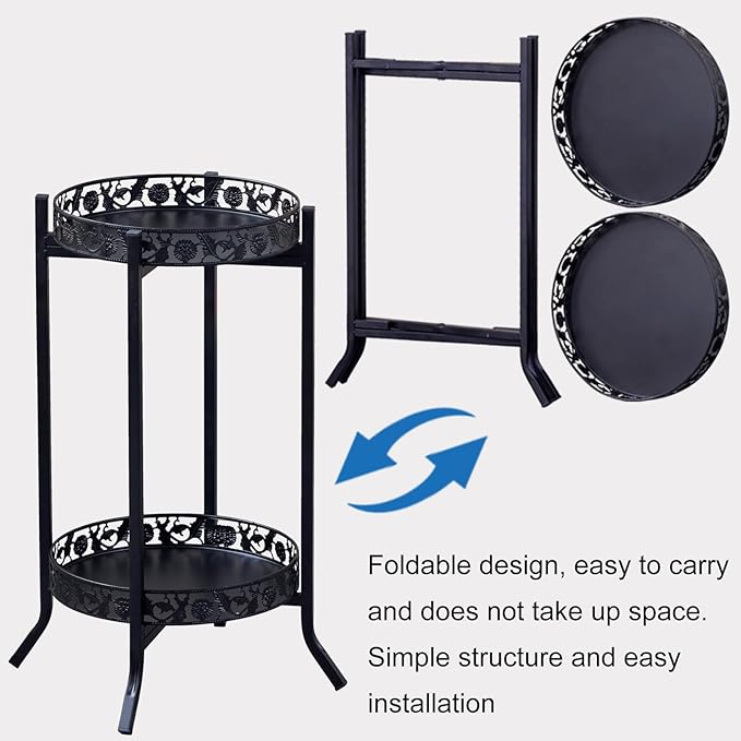 COPREE 2-tier Plant Stand, Space-Saving Iron Planter Shelves Flower Pot Organizer Rack Multiple Flower Pot Display Holder Shelf Indoor Outdoor Heavy Duty Planter Shelving Unit