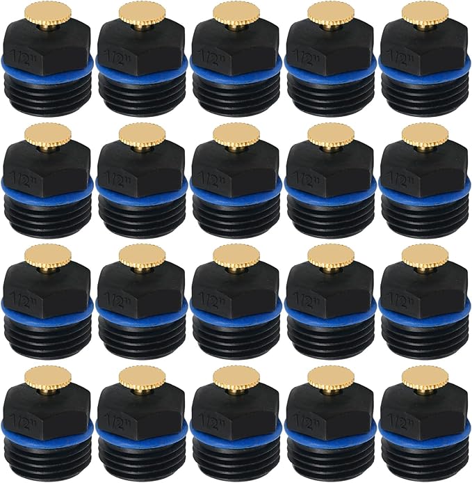 20pcs 1/2 Inch Adjustable 360 Degree Atomizing Sprinkler Nozzles for Garden, Agriculture, Lawn Irrigation System (20 Sets)
