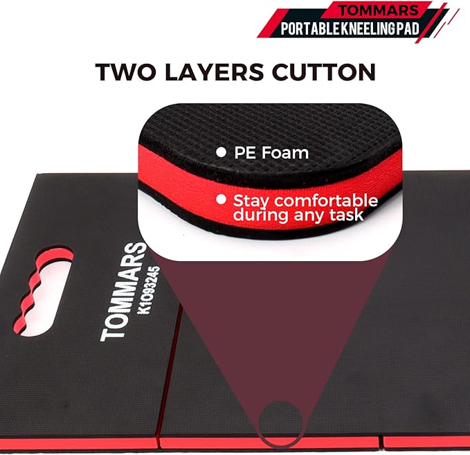 TOMMARS 0.9" Foldable Thick Kneeling Pad, 5 Fold Comfortable Foam Knee Pads Cushion Mat for Gardening, Yardwork, Workshop Repairing