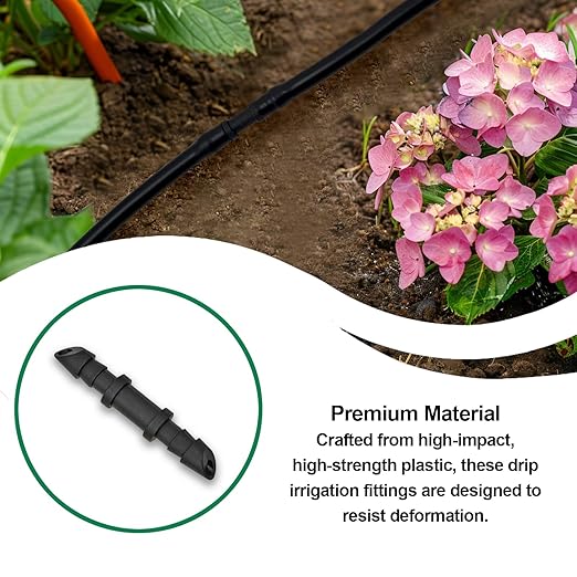 Drip Irrigation Parts, 1/4 Drip Irrigation Fittings Drip Irrigation Kit - Drip Line Connectors 1/4 Barbed Connector Drip Irrigation Connectors Drip Irrigation Fittings 100 Pcs