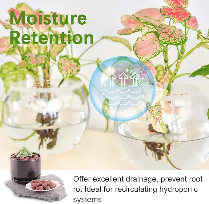 5LB LECA Explanded Clay Pebbles, 14-16mm Lightweight Clay Aggregate for Hydroponic Growing, Premium Grow Media for Orchids, Aquaponics Plants and Horticultural Drainage, Natural