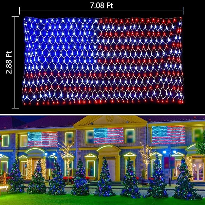 MUYUN 420 LEDs American Flag Lights, Waterproof LED US Light, United States Flag Light for Garden, Festival, Holiday, Party Decoration, Christmas Decorations