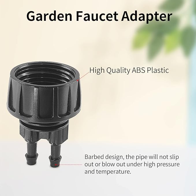 4Pcs 1/4 Inch Drip Irrigation Hose Connectors 3/4 Inch Garden Faucet Hose Adapter Drip Irrigation Tubing Connector for Garden Irrigation Misting System (2-Way)