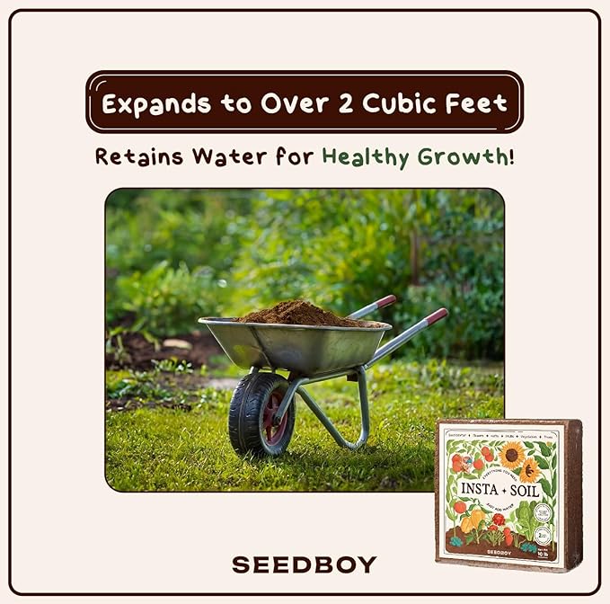 InstaSoil™ Nutrient-Rich Potting Soil for Indoor/Outdoor Plants – Compressed Coco Coir– Just Add Water - Expands to 15 Gallons in 5 Minutes - Perfect for Herbs, Vegetables & Microgreens (10lb Block)