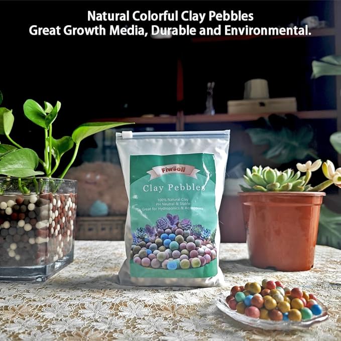 Colorful Leca Clay Pebbles for Plants 8-10mm Natural Organic Leca Balls Indoor Potting Garden Soil for Orchid, Succulents, Hydroponics, Decoration, Drainage (Colorful-1, 2 lbs)