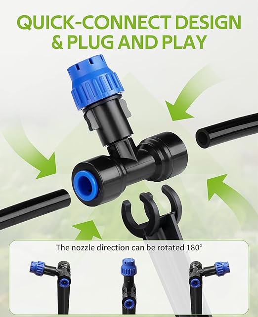 HIRALIY 168FT Garden Watering System, Drip Irrigation Kits for Plants, New Quick Connector, Blank Distribution Tubing, Saving Water Automatic Irrigation Equipment for Patio Lawn