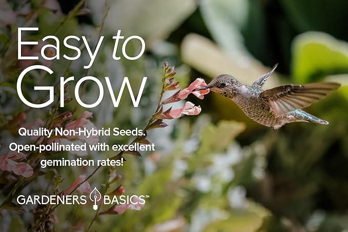 Gardeners Basics, Hummingbird Seeds for Planting Outdoors Flower Seeds (5 Variety Pack) Zinnia, Foxglove, Lupine, Morning Glory, Snapdragons Varieties for Bees, Pollinators Wildflower Seed