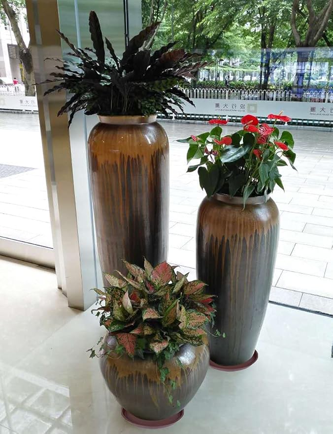 2 Pack of 16 17 inch Plant Saucer (15 inch Base), 2.3" Depth, Plant Trays for Pots, Plastic Plant Saucers for Indoors, Bird Bath Bowls, Flower Pot Drip Trays for Planter (17", Chocolate)