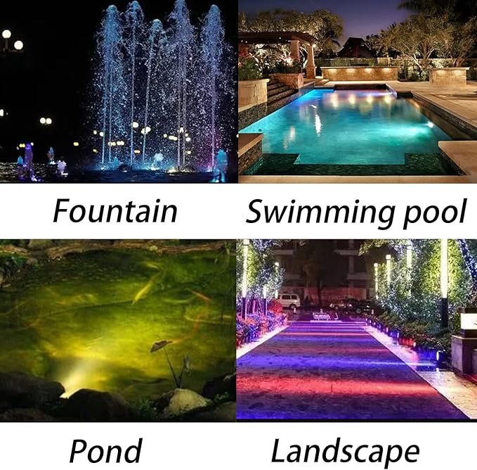 Colored Pond Lights with Timer, RGB Fountain Lights IP68 Waterproof Pond Light, Dimmable Outdoor Landscape Lights for Fish Tank Pond Fountain Garden, 3 Lights