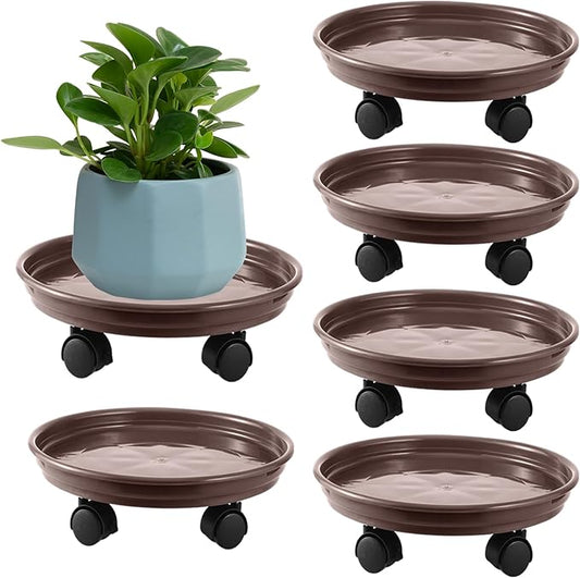 5 Packs Plant Caddy with Wheels 11.8" Plastic Rolling Plant Stands Heavy-duty Plant Dolly with Casters Indoor Outdoor Wheeled Plant Roller Base Large Planter Saucers Plant Mover