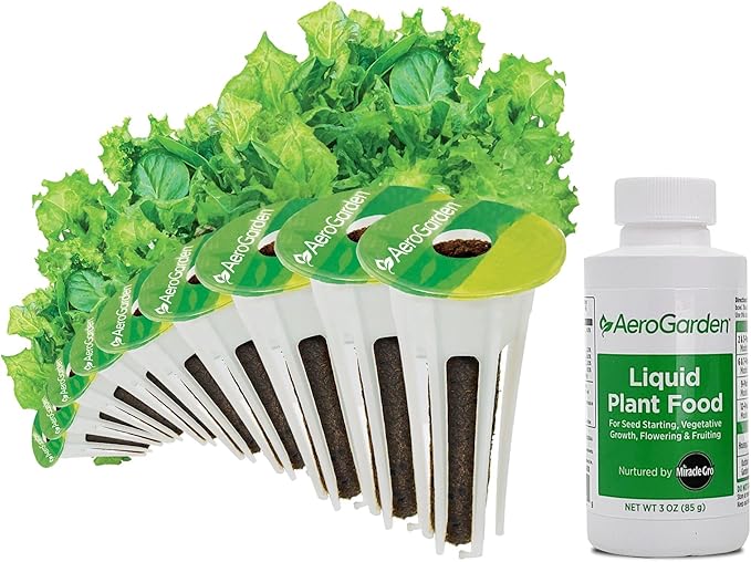 Aerogarden Salad Greens Seed Pod Kit with Red, Green, Romaine and Butter Leaf Lettuce, Liquid Plant Food and Growing Guide (9-Pod)