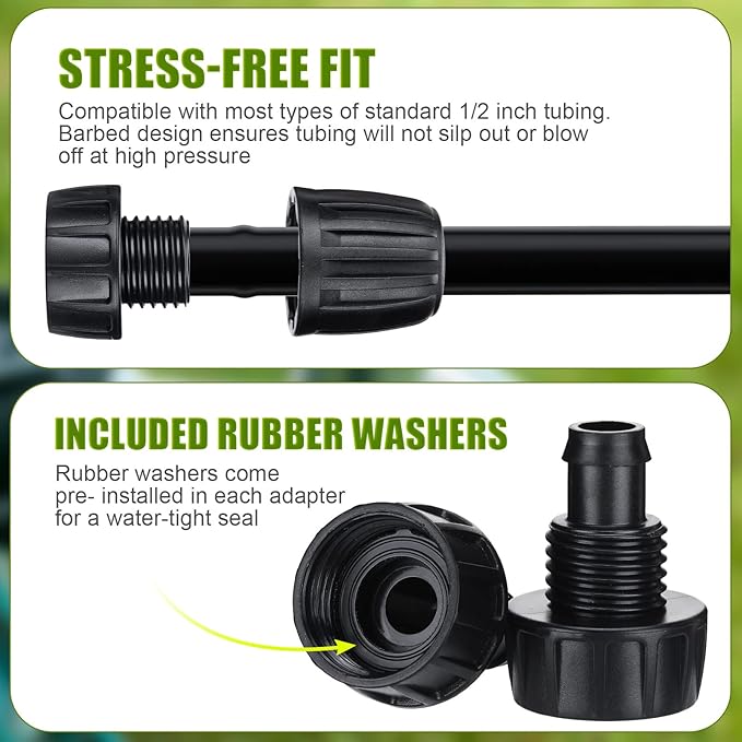 15 Pack 1/2 Inch Drip Irrigation Tubing Faucet Adapter, 3/4" to 1/2" Garden Hose Connector Drip Irrigation Fittings Plastic 3/4 Inch Faucet Adapter for Outdoor Garden Irrigation System