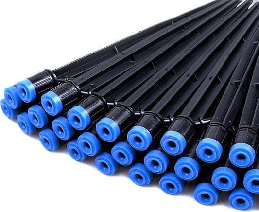 200PCS Drip Emitters Fan Shape with Stake Water Flow Adjustable for 1/4 inch Irrigation Tube Hose, 360 Degree Sprayer Perfect for Irrigation System Watering Kits for Garden Patio Lawn Flower Bed