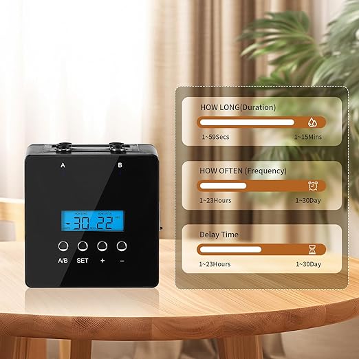 Automatic Plant Waterer Indoor with Adjustable Nozzle for 20 Potted Plants, Automatic Watering System with 2 Self-Priming Pump Devices and Programmable Watering Timer