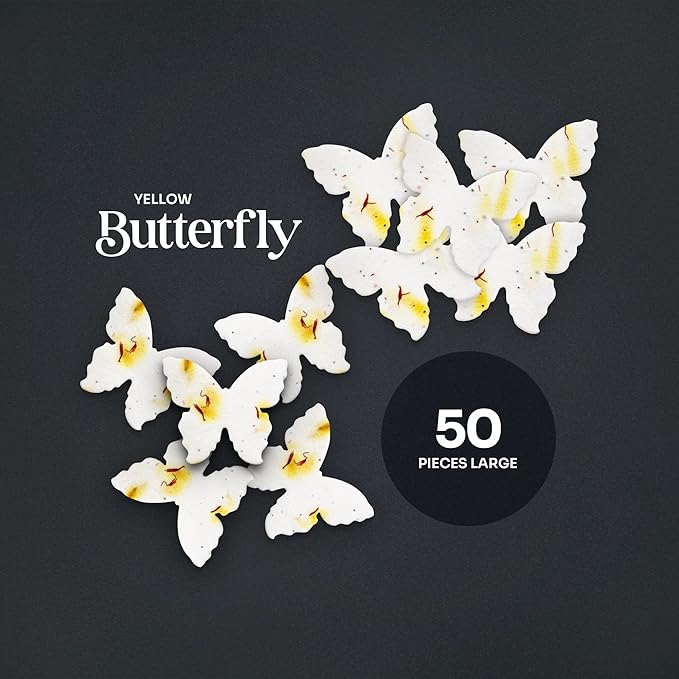 50 pcs Large Yellow Butterflies – Plantable Seed Paper for Weddings, Gifts, and Life Events (#07s)