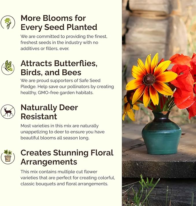 Eden Brothers Southeast Wildflower Mixed Seeds for Planting, 10 lb, 4,800,000+ Seeds with Cornflower, Blanket Flower | Attracts Pollinators, Plant in Spring or Fall, Zones 3, 4, 5, 6, 7, 8, 9, 10