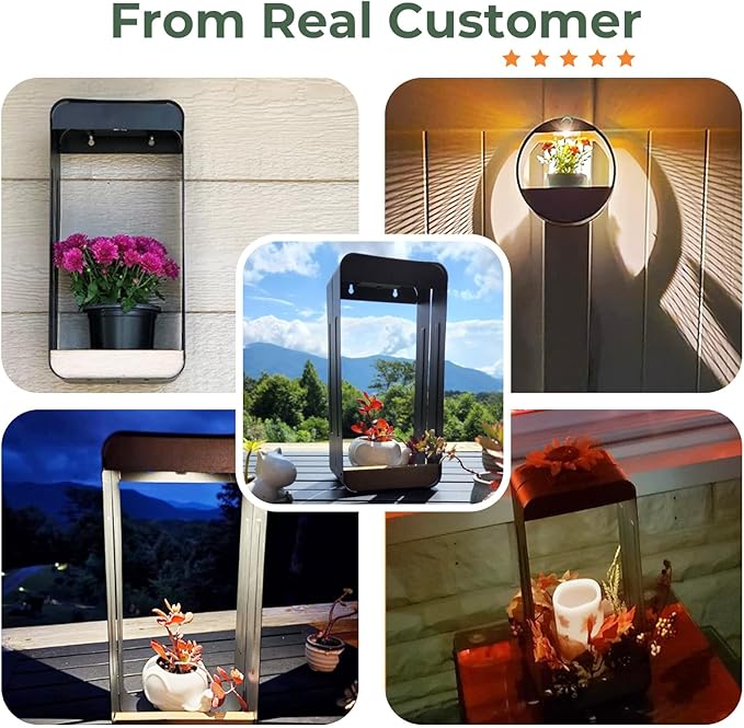 Grand patio Outdoor Leiden LED Solar Hexagon Wall Sconce Planter, with Dusk to Dawn Sensor Decor Wall Lighting for Garage Doorway Patio Yard, Cement Grey(S-Linear)