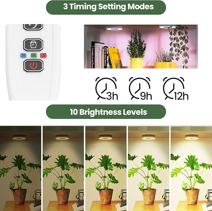 Mosthink Ceiling Grow Lights for Indoor Plants, 192 LEDs Plant Light Full Spectrum, Under Cabinet Plant Growing Lamp with Auto Timer, 10 Dimmable Levels, 3 Modes with Transparent Cover,Corded