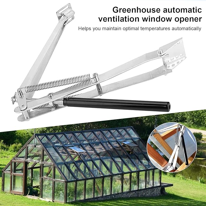 HUATOL Greenhouse Automatic Vent Opener, Solar Roof Vent Opening Kits, Greenhouse Vent Opener Dual Spring Up to 33lbs for Hothouse Cold Frame Gardening Tools