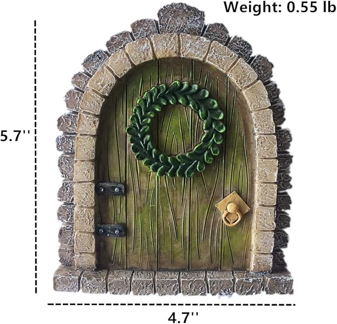 MUAMAX Fairy Garden Door Accessories Miniature Garden Doors Wall Indoor/Outdoor Mystical Door for Tree Trunk Decor Gnome Home Door Magical Door for Fairy(Brown)