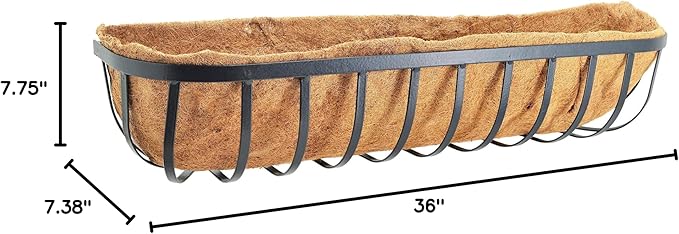 Arcadia Garden Products 1530 Solstice Series Wall Trough Planter, 36 inch, 36", Black