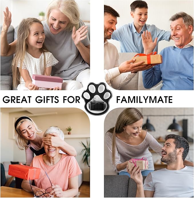 Set of 4 Wireless Solar Dog Paw Print Lights, 5.1" LED Garden Lanterns, Waterproof Outdoor Animal Pet Decor for Garden, Pathway, Yard & Patio, Multicolor Changing Lights