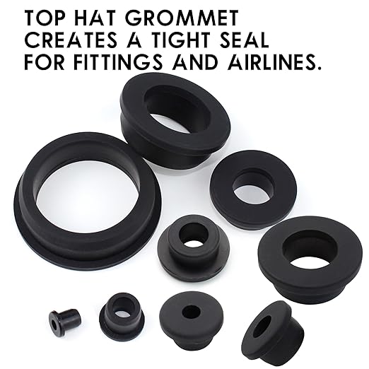 3/16 Inch Drill Hole, 1/8 Inch ID Silicone Rubber Grommets for Wiring, Automotive, Firewall Hole Plug, Small Top Hat Grommets for Vinyl Tubing in Hydroponic and Irrigation Systems, 45 Pack