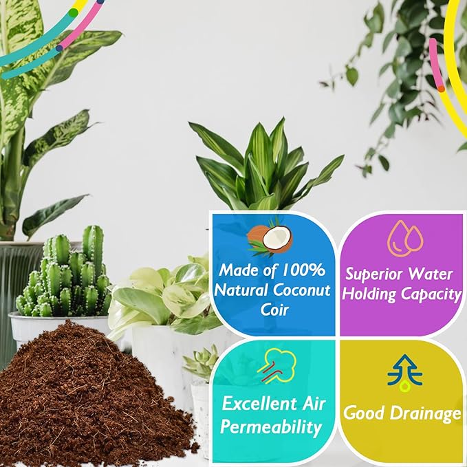 Halatool 9PCS Organic Coconut Coir Bricks Compressed Coco Coir Brick Nutrient Garden Soil with Low EC & pH Balance Premium Starting Soil Coconut Fiber Substrate for Plants Flowers Reptiles