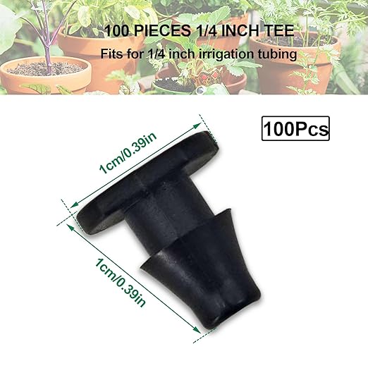 Drip Irrigation Parts, 1/4 Drip Irrigation Fittings Goof Plugs Drip Irrigation Kit - Drip Line Connectors 1/4 Barbed Connector Drip Irrigation Connectors 1/4 Irrigation Tubing 100 Pcs