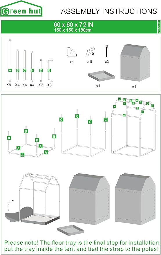 5x5 Growing Tent, 60"x60"x72" Roof Cube Grow Tent Plant Grow Tent, Indoor Growing Tent with Observation Windows, Lightproof Roof Cube Tent with Floor Tray, Mylar Hydroponic Tent