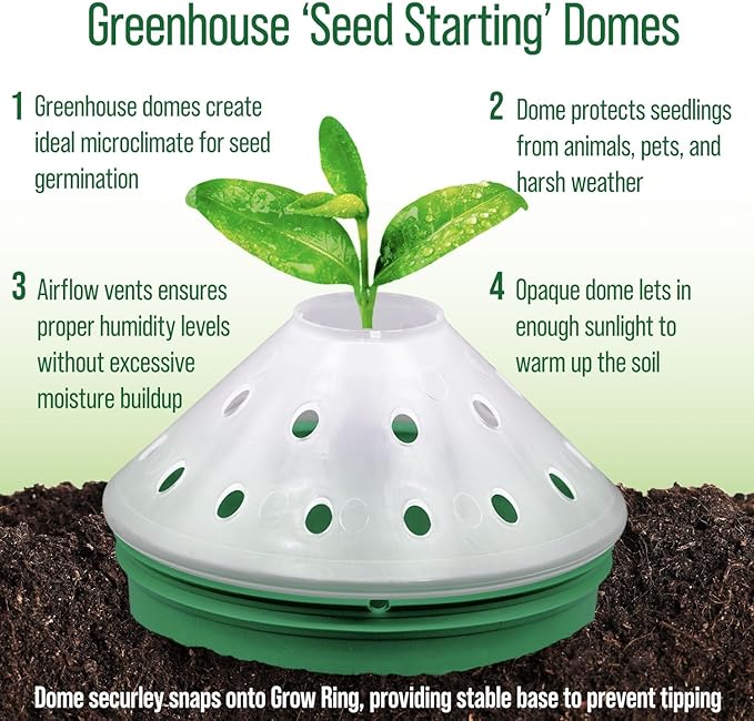 4 Herb Garden Kit with Grow Rings and Greenhouse Germination Domes – Certified Organic Herb Planter Kit – Gardening Gift for Mom, Teachers, Women, and Men – Made in USA