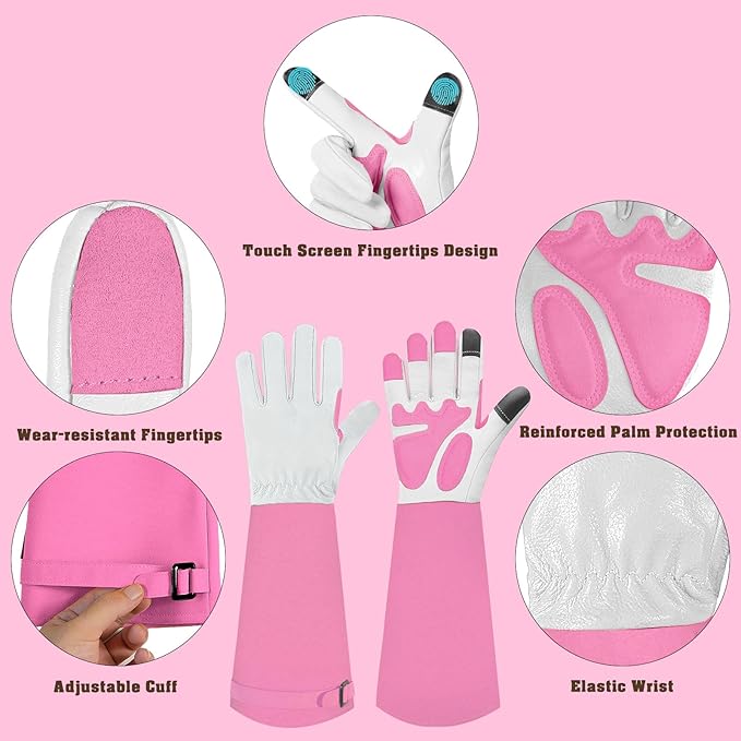 Long-Gardening-Gloves for Women/Men - Thorn Proof Rose Pruning Gloves Heavy Duty Gauntlet-L
