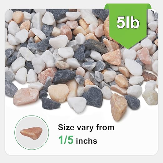 5 lbs Pebbles for Indoor Plants, 1/5 Inch Natural Decorative Gravel for Vases, Aquariums, Terrarium, Fish Tank, Drainage Rocks for Potted Plants, Bamboo, Succulent, Crafts, Cactus