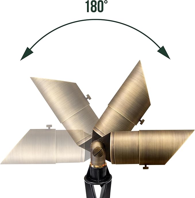 GKOLED Solid Brass Spotlight Low Voltage Landscape Lighting, LED Outdoor Lights for Garden Patio Yard, Directional Up and Down Light with 5W MR16 Bulb, 12V 2700K Warm White, 2 Pack