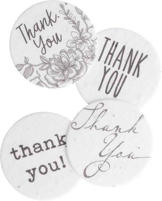 20pcs Thank You Tags Seed Paper – Plantable Wildflower Packets for Weddings, Gifts, & Life Events (20 Round Assorted)