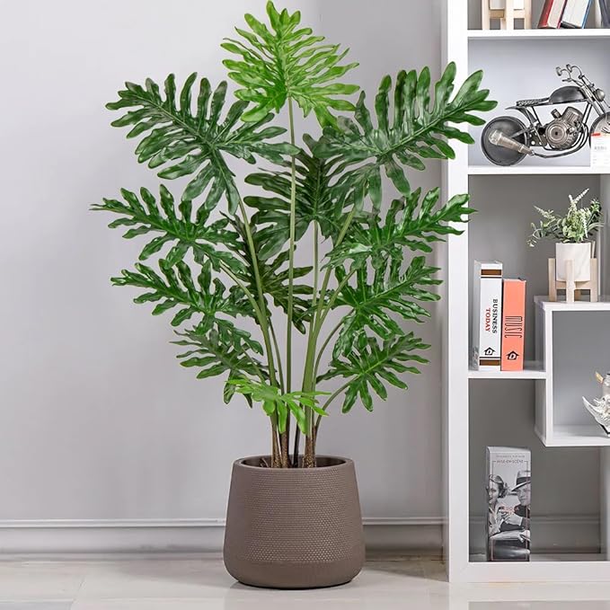 Hollyone Artificial Tree Philodendron Plant 5FT Tall Faux Monstera Indoor Trees Fake Tropical Palm Plants Trees House Plants in Pot for Indoor Outdoor Home Office Garden Living Room Decoration, 1 Pack