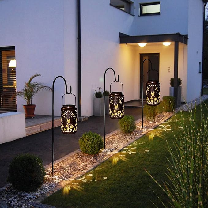 Solar Lanterns Outdoor Waterproof Hanging Hummingbird Solar Lights Outdoor Decorations Gifts for Women Mom Grandma LED Lanterns Garden Decor Outside for Yard, Patio, Backyard