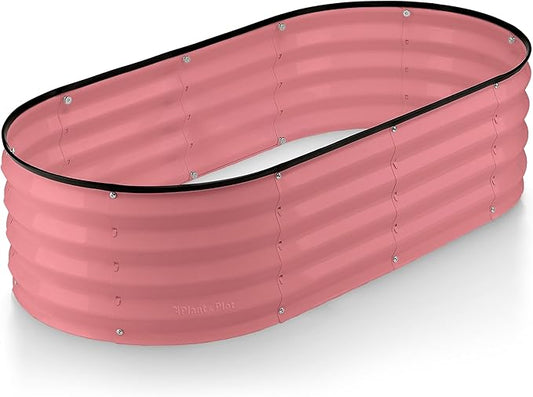 Galvanized Raised Garden Beds Outdoor // 4×2×1 ft Planter Raised Beds for Gardening, Vegetables, Flowers // Large Metal Garden Box (Pink) // Patented Tool-Free Design
