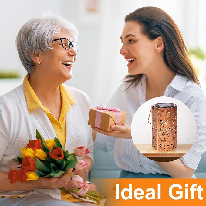 4 Pack Butterfly Solar Lanterns Outdoor Waterproof - Birthday Gifts for Women, Mom, Butterflies Solar Lights Outdoor Hanging Garden Decor for Outside, Patio, Outdoor, Yard, Lawn, Balcony