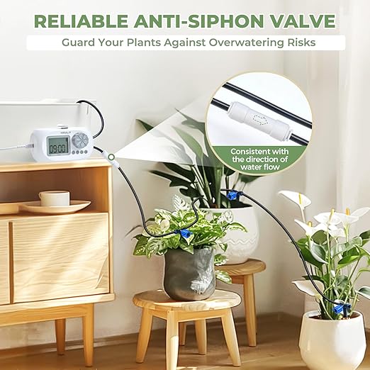 HIRALIY Automatic Plant Waterer Indoor with Pressure Compensating Drippers, Automatic Potted Plant Watering USB and Battery Powered, Ideal Vacation Watering System (Not Included Water Container)