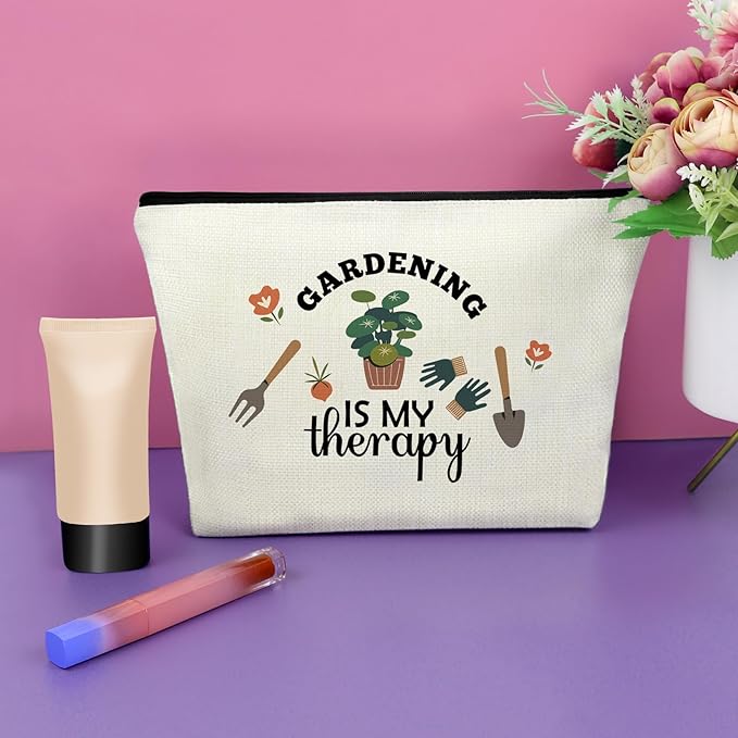 Gardening Gifts for Women Unique Makeup Bag Mom Birthday Gifts Gardener Cosmetic Bag Gardening Is My Therapy Funny Plant Lady Gifts Nature Lovers Gift Ideas Mothers Day Christmas Gifts