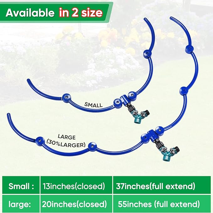 ZZM 360°Tree Water System Tree Watering Ring Circle Sprinkler and Irrigation System Targeted Water with Y Hose Splitter for New Tree Outdoor Plants Raised Garden Beds Shrubs (Large)